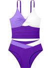 Fatos de banho Doumlop Girls tamanho 14-16 Color Block Tankini Purple