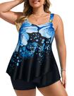 Fatos de banho Hanna Nikole Tankini Curvy para mulheres, tamanho 18, azul, 28 W