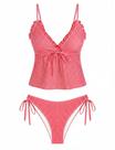 Fatos de banho Tankini ZAFUL com decote em V texturizado com babados para mulheres Fatos de banho Tankini ZAFUL com decote em V texturizado com babados para mulheres