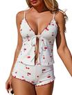 Fatos de banho Tankini ZAFUL Tie Front Floral Guingham para mulheres Fatos de banho Tankini ZAFUL Tie Front Floral Guingham para mulheres
