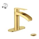 Faucet Phiestina Single Handle Waterfall Banheiro em ouro escovado