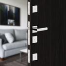 Fechadura 3f kit tetra design roseta quadrada inox - cromado