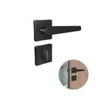 Fechadura Ágata Para Banheiro 40mm Preto Fosco Com Maçaneta Redonda