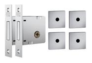 Fechadura Auxiliar Stam 1004 Tetra Roseta Quadrada Inox Escovado Kit 2 Peças