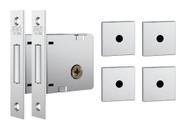 Fechadura Auxiliar Stam 1004 Tetra Roseta Quadrada Inox Polido Kit 2 Peças