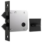 Fechadura Biel 1006S Roseta Quadrada Classic Black Banheiro Aço Fosco Preta Stam