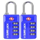 Fechadura de bagagem SURE LOCK aprovada pela TSA, reinicializável de 4 dígitos, azul