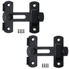 Fechadura de porta de celeiro DOUBLE 2 C em aço carbono 10x7cm preta, pacote com 2