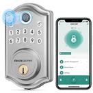 Fechadura de porta inteligente AkaGear, entrada sem chave com impressão digital em níquel acetinado