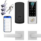 Fechadura de porta inteligente com impressão digital BEBASIA com conjunto de alças de níquel acetinado