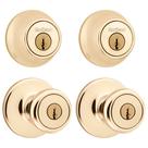 Fechadura de porta Kwikset 242 Tylo Entry Knob e Deadbolt Brass