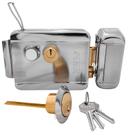 Fechadura Eletrica Portão Anti Furto Sobrepor 3 Chaves Inox Premium 12v Para Portão Social Porta Madeira E Interfone