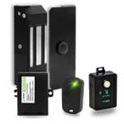 Fechadura Eletroímã M60 Botoeira S/fio Com Controle Receptor Preto