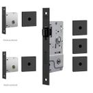 Fechadura Kit Pivotante Porta Rolete 800 Chave Tetra Roseta Quadrada Em aço Inox Preto Stam