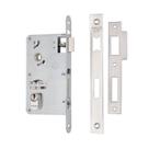 Fechadura pado maquina avulsa externa com cilindro tradicional 55mm cromada inox polido