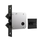 Fechadura Porta de Correr 1006S Banheiro Roseta Quadrada Classic Preto Fosco 45mm Stam