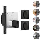Fechadura Stam 1006 Porta de Correr de madeira Roseta Quadrada Preto Fosco Segurança Design Moderno