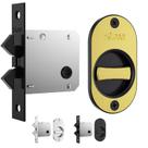 Fechadura Stam 1006S WC para porta de correr embutir com puxador de dedo e espelho oval para banheiro