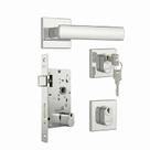 Fechadura Stam 803/35 RQ1 Externa Cromada Inox Roseta Quadrada Broca 40mm