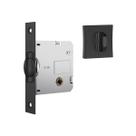Fechadura Stam porta de banheiro Trinco Rolete Pivotante Stam 1025 Roseta quadrada preta