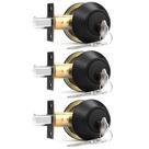 Fechaduras de cilindro duplo Probrico Flat Black, pacote com 3