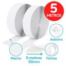Fecho de Contato Fita Autocolante Adesivo Forte 5 Metros 50mm Branco