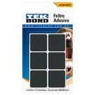 Feltro protetor adesivo quadrado 30 mm preto com 12 unidades