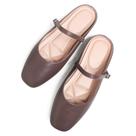 Feminino Flat Mules TN TANGNEST, couro marrom Mary Jane 42