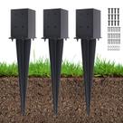 Fence Post Anchor Ground Spike 4x4 3,6 x 3,6 polegadas de metal 3 peças POSTYBAY