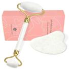 Ferramenta de massagem facial Gua Sha e conjunto de rolos de jade YLTNEUQER