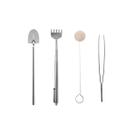 Ferramenta Jardinagem Inox Pa Ancinho Pinça Mini Jardim 4un