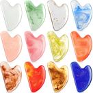 Ferramentas faciais Gua Sha, resina Sherr, massagem em forma de coração, 12 unidades