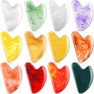 Ferramentas faciais Gua Sha, resina Sherr, massagem em forma de coração x12