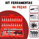 Ferramentas resistentes com 46 itens e maleta prática.