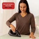 Ferro de Passar a Seco Soft 220V Preto Aquecimento Rápido Base Resistente e Deslizante Controle de Temperatura