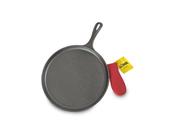 Ferro fundido Griddle Lodge redondo de 26,67 cm com suporte de alça de silicone
