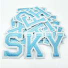 Ferro sobre letras Jongdari, 52 peças, adesivos alfabéticos, azul celeste Ferro sobre letras Jongdari, 52 peças, adesivos alfabéticos, azul celeste