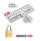 Ferrolho com Porta Cadeado + Parafusos + Cadeado Vários Tamanhos Pequeno Médio Grande Ferrolho com Porta Cadeado + Parafusos + Cadeado Vários Tamanhos Pequeno Médio Grande