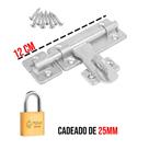 Ferrolho com Porta Cadeado + Parafusos + Cadeado Vários Tamanhos Pequeno Médio Grande