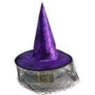 Festa de Halloween com chapéu de bruxa Flocking Spider Web Lace Veil