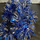 Festão de Natal para árvore azul metalizado com prata 2 metros decorativo enfeite natalino