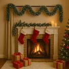 Festão Verde Nevado Natalino 17cm x 5m Enfeite Luxo para Decoração de Natal