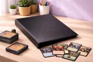 Fichário A4 Personalizável Preto ACP 4 Argolas PVC Para Cards e Coleções Até 150 Folhas