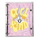 Fichário Argolado Looney Tunes Capa Vira Poster A4 Grande Fechamento em Botão e 10 Divisórias Plásticas Coloridas