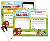 Fichas Laminadas de Prática com Apagamento a Seco: Endereço e Telefone, com 2 Marcadores - Inkdotpot