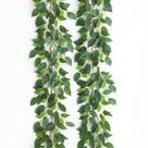 Ficus Garland Mizii artificial 2 fios de 2 m com folhas verde-seda