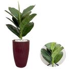 Ficus Lyrata Artificial Com Vaso Ondulado E Pedras Decoração
