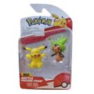 Figura de Batalha Pokemon Pikachu e Chespin 4cm Sunny