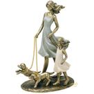 Figura decorativa mãe e filha com pets - 23,5cm