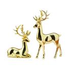 Figurinha De Rena Dourada Em Plástico, Escultura De Cervo Luxuosa Para Decoração De Natal Em Casa,